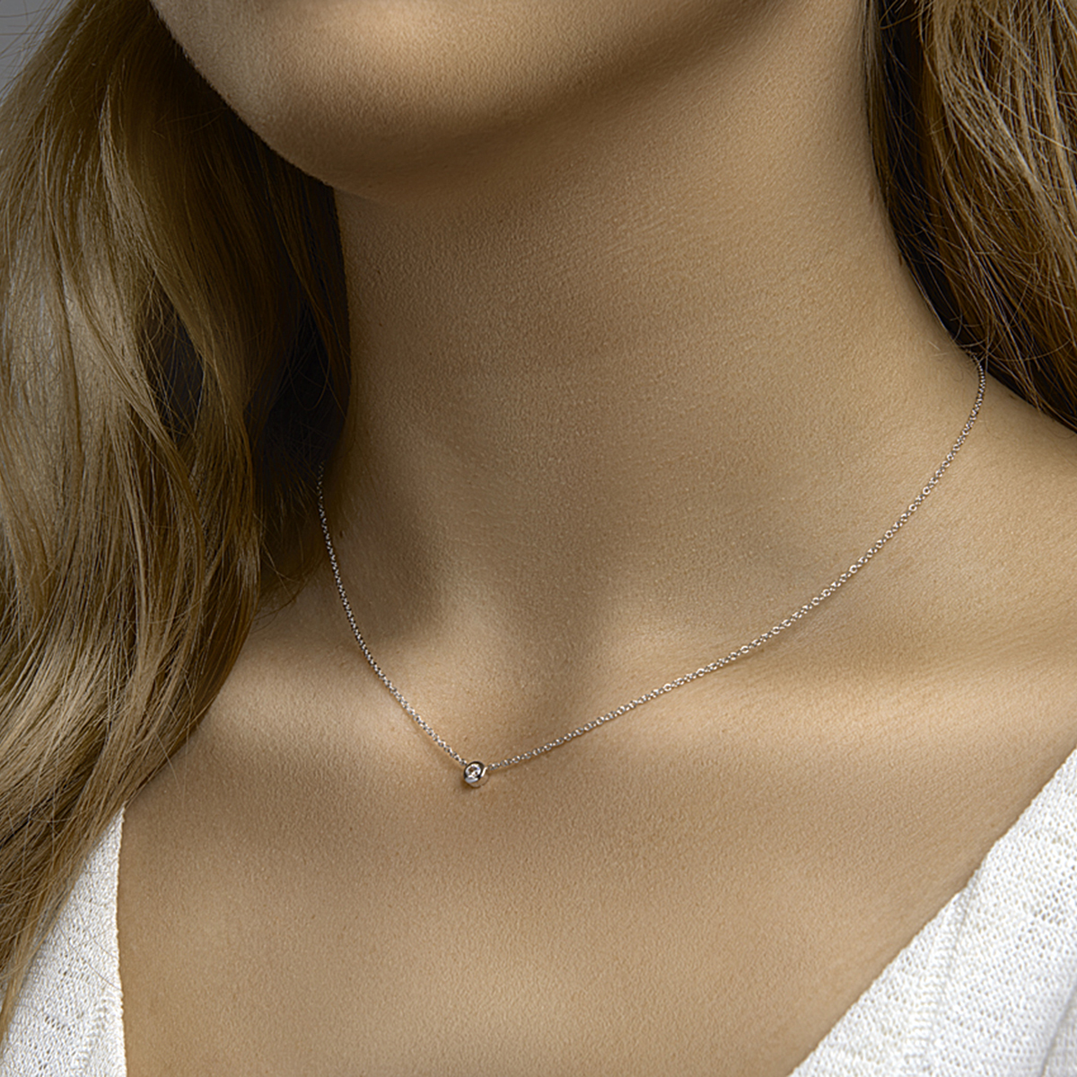 collier zirkonia 40 - 42 - 44 cm zilver gerhodineerd - Afbeelding 2