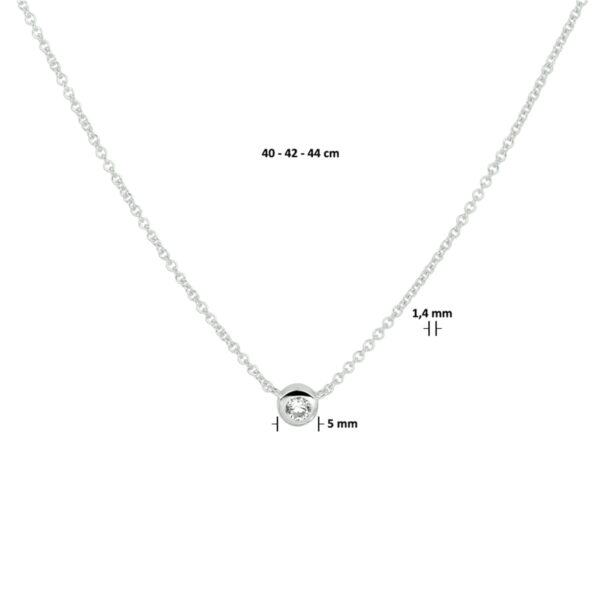 collier zirkonia 40 - 42 - 44 cm zilver gerhodineerd - Afbeelding 3