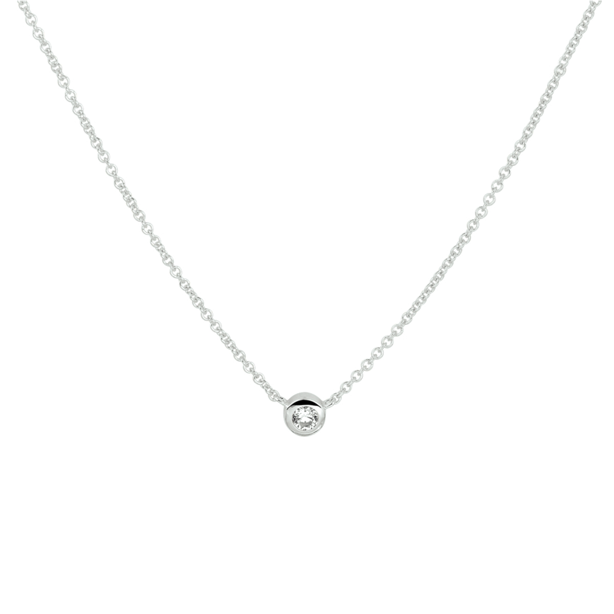 collier zirkonia 40 - 42 - 44 cm zilver gerhodineerd