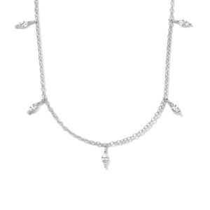 collier zirkonia 41 + 4 cm zilver gerhodineerd