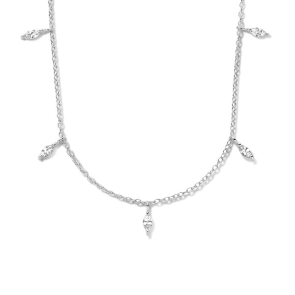 collier zirkonia 41 + 4 cm zilver gerhodineerd