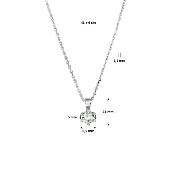 collier zirkonia 41 + 4 cm zilver gerhodineerd - Afbeelding 3