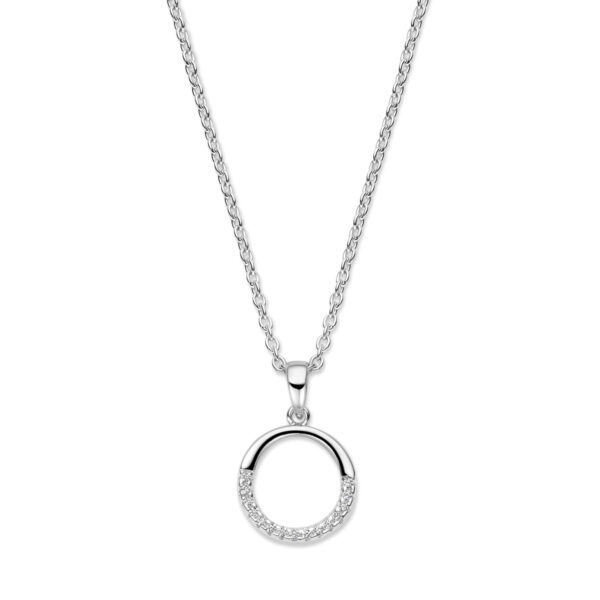 collier zirkonia 41 + 4 cm zilver gerhodineerd