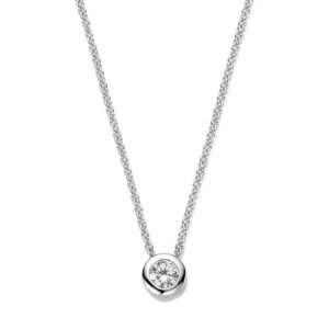 collier zirkonia 41 + 4 cm zilver gerhodineerd