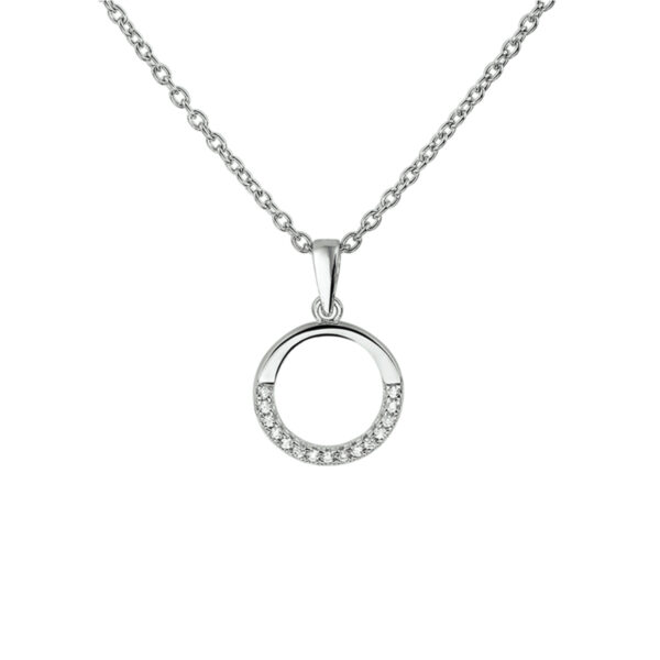 collier zirkonia 41 + 4 cm zilver gerhodineerd