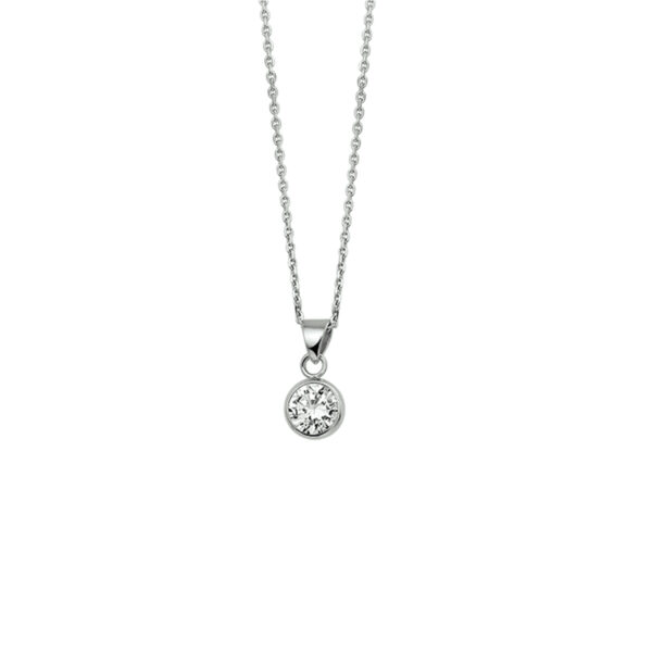 collier zirkonia 41 + 4 cm zilver gerhodineerd