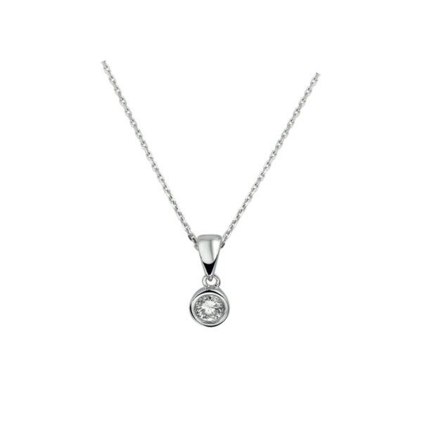 collier zirkonia 41 + 4 cm zilver gerhodineerd