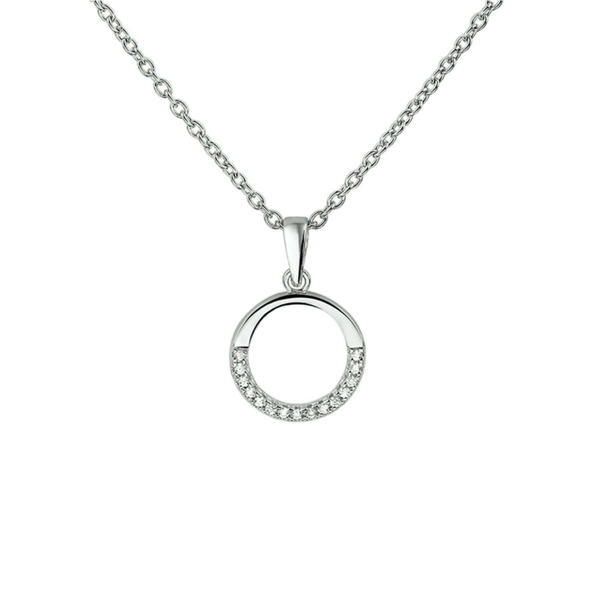 collier zirkonia 41 + 4 cm zilver gerhodineerd