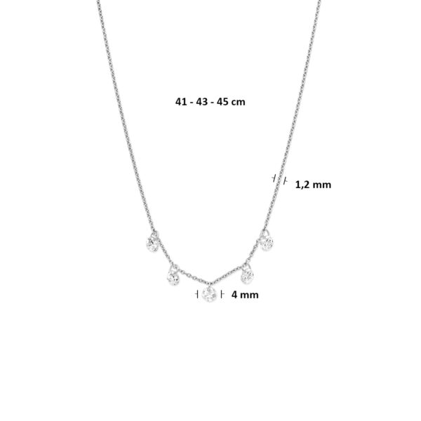 collier zirkonia 41 - 43 - 45 cm zilver gerhodineerd - Afbeelding 4
