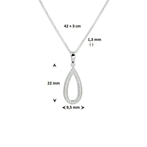 collier zirkonia 42 + 3 cm zilver gerhodineerd - Afbeelding 2