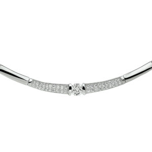 collier zirkonia 42 + 3 cm zilver gerhodineerd