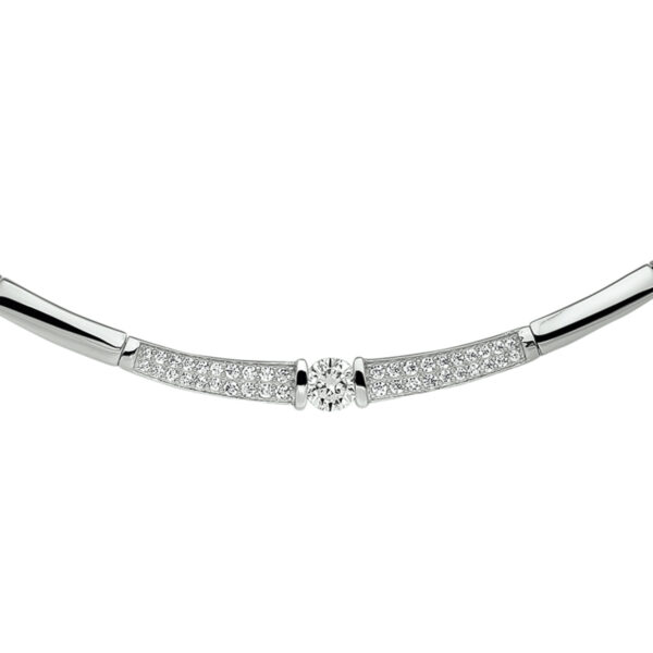 collier zirkonia 42 + 3 cm zilver gerhodineerd