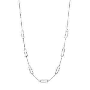 collier zirkonia 42 + 3 cm zilver gerhodineerd