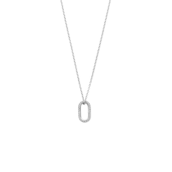 collier zirkonia 42 + 3 cm zilver gerhodineerd