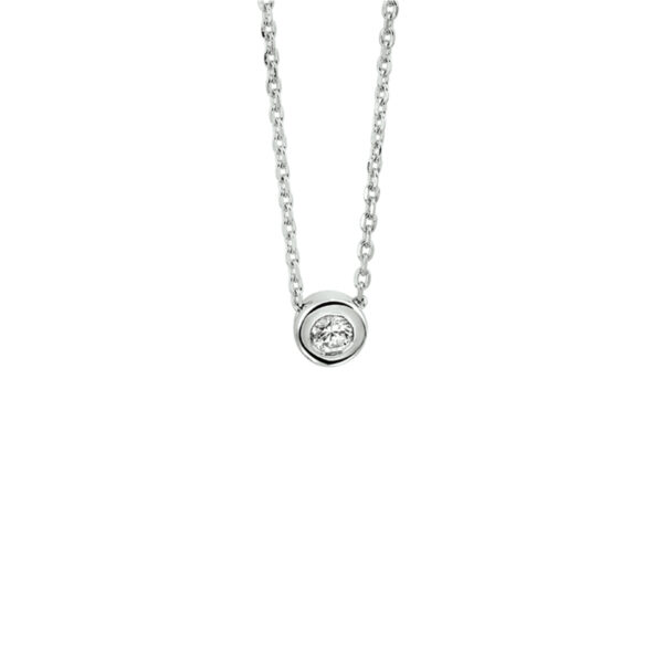 collier zirkonia 42 + 3 cm zilver gerhodineerd