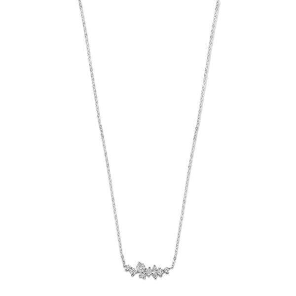 collier zirkonia 42 + 3 cm zilver gerhodineerd