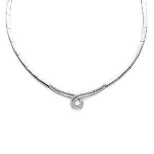 collier zirkonia 42 + 3 cm zilver gerhodineerd