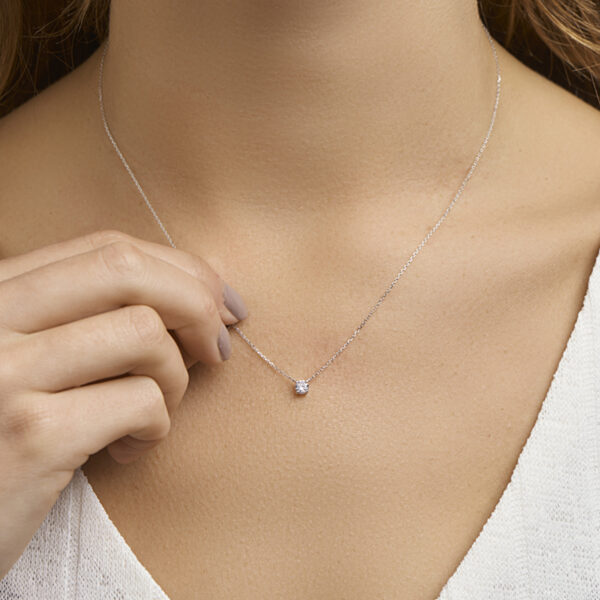 collier zirkonia 42 cm 14K witgoud - Afbeelding 2