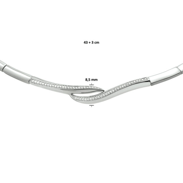 collier zirkonia 43 + 3 cm zilver gerhodineerd - Afbeelding 3