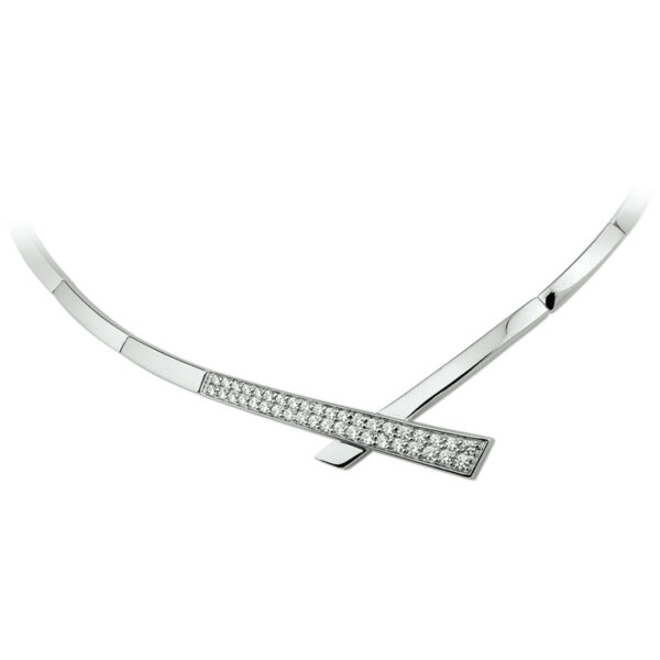 collier zirkonia 43 + 3 cm zilver gerhodineerd