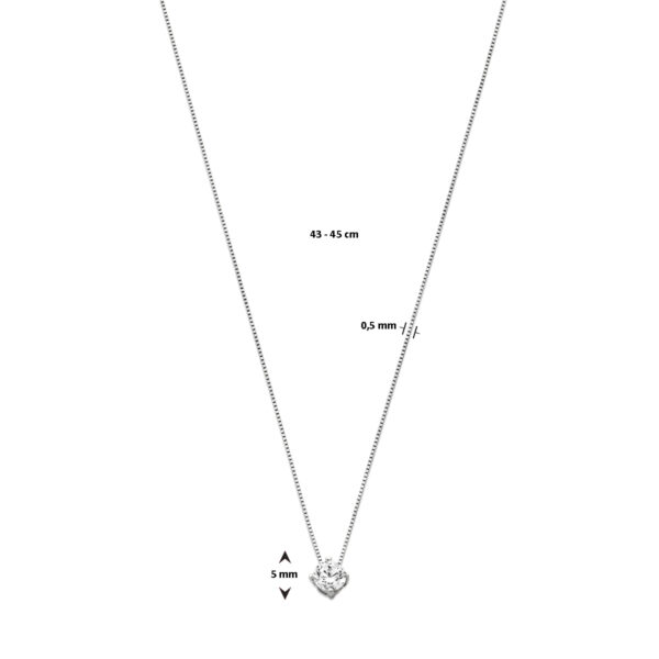 collier zirkonia 43 - 45 cm 14K witgoud - Afbeelding 4