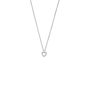 collier zirkonia hartje 41 - 43 - 45 cm zilver gerhodineerd