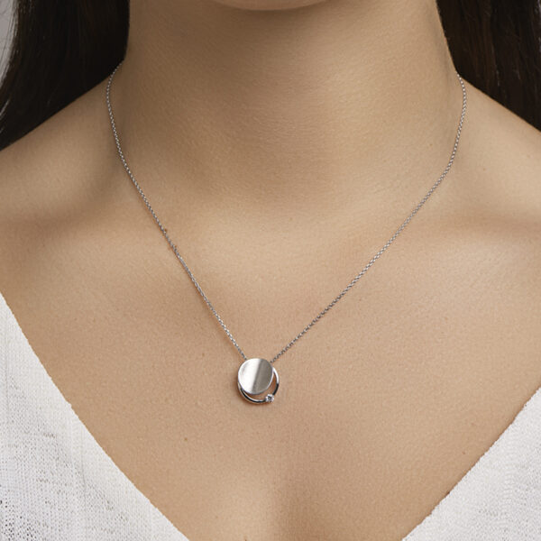 collier zirkonia poli/mat 41 + 4 cm zilver gerhodineerd - Afbeelding 2