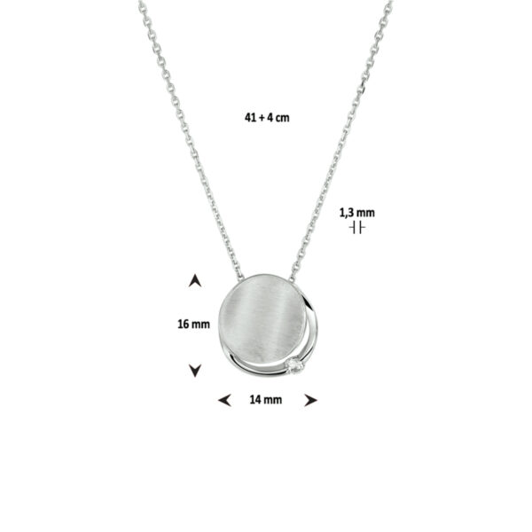 collier zirkonia poli/mat 41 + 4 cm zilver gerhodineerd - Afbeelding 5