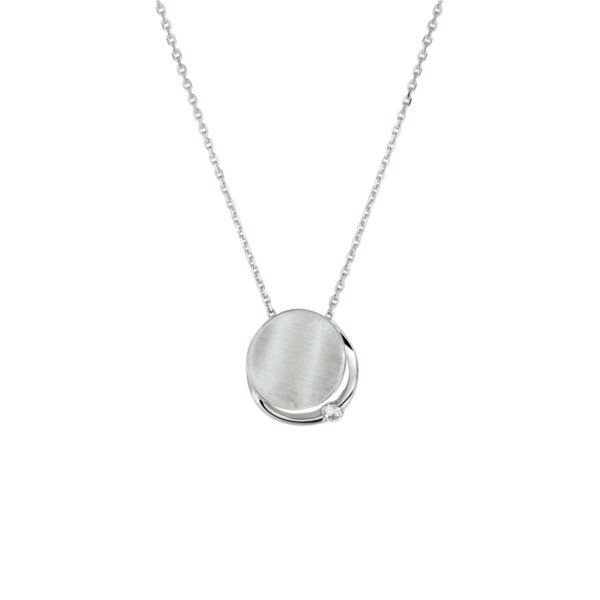 collier zirkonia poli/mat 41 + 4 cm zilver gerhodineerd