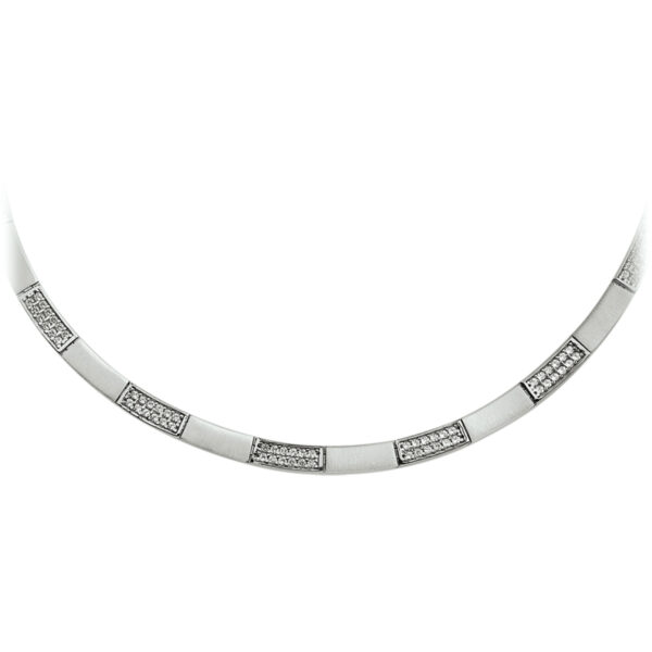 collier zirkonia poli/mat 5,5 mm 43 cm zilver gerhodineerd - Afbeelding 2
