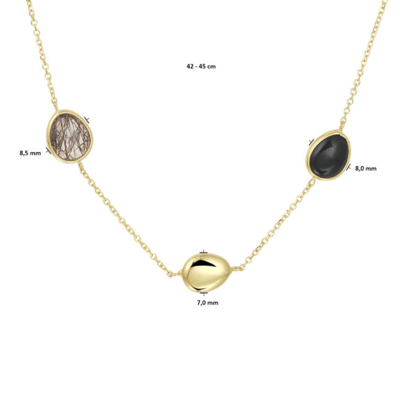 collier zwart rutiel en onyx 42 - 45 cm 14K geelgoud - Afbeelding 4