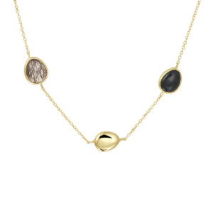 collier zwart rutiel en onyx 42 - 45 cm 14K geelgoud