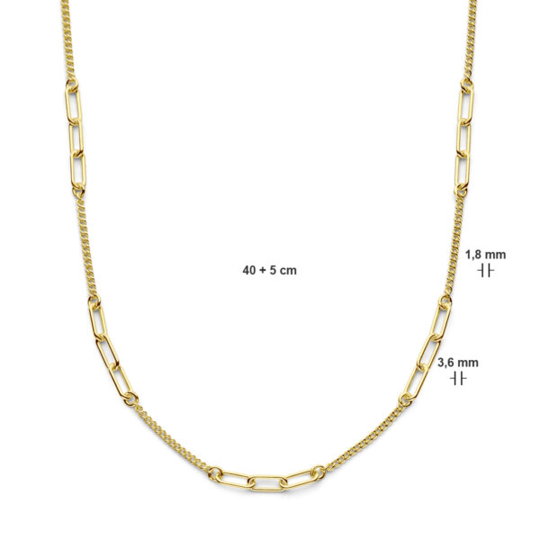 combi-collier gourmette en paperclip 3,6 mm 40 + 5 cm 3 micron zilver verguld (geel) - Afbeelding 4