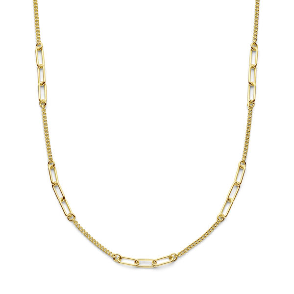 combi-collier gourmette en paperclip 3,6 mm 40 + 5 cm 3 micron zilver verguld (geel)