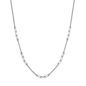 combi-collier gourmette en paperclip 3,6 mm 40 + 5 cm zilver gerhodineerd