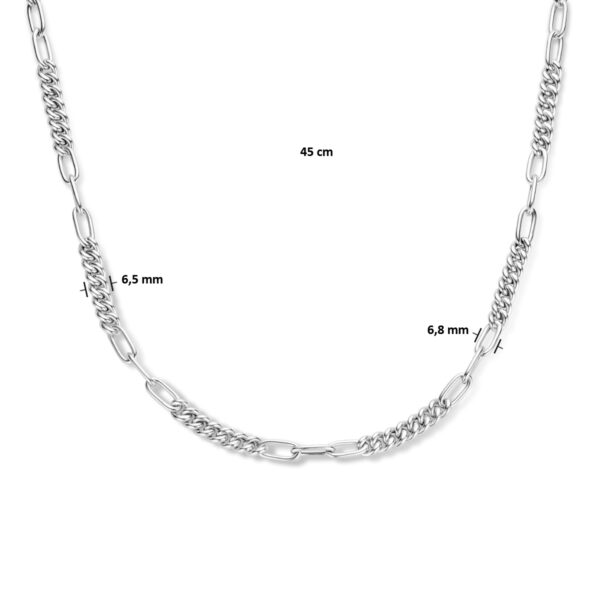 combi-collier gourmette en paperclip ronde buis 6,8 mm 45 cm zilver gerhodineerd - Afbeelding 4
