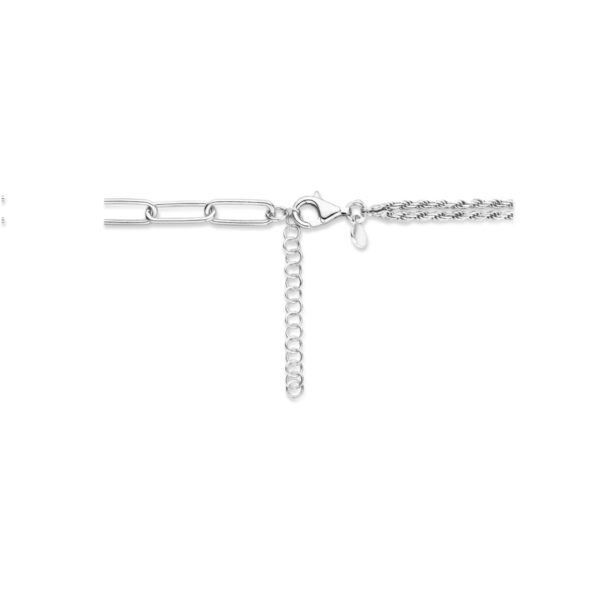 combi-collier koord en paperclip 5,0 mm 41  + 4 cm zilver gerhodineerd - Afbeelding 3