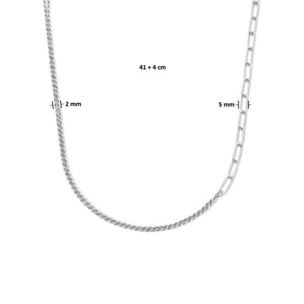 combi-collier koord en paperclip 5,0 mm 41  + 4 cm zilver gerhodineerd - Afbeelding 4