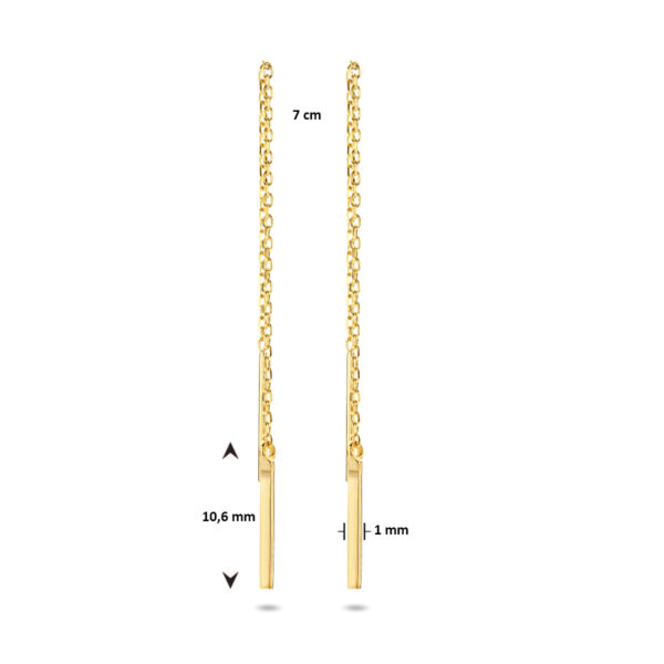 doortrekoorbellen balkje 70 mm 14K geelgoud - Afbeelding 4