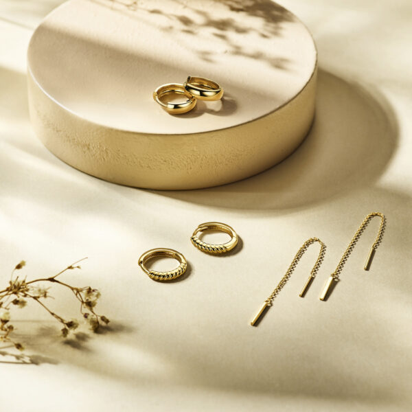 doortrekoorbellen balkje 70 mm 14K geelgoud - Afbeelding 5