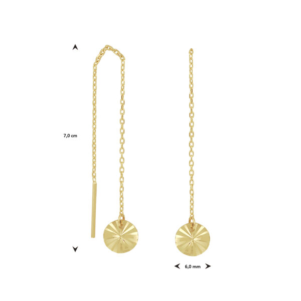 doortrekoorbellen rondje gediamanteerd 14K geelgoud - Afbeelding 3