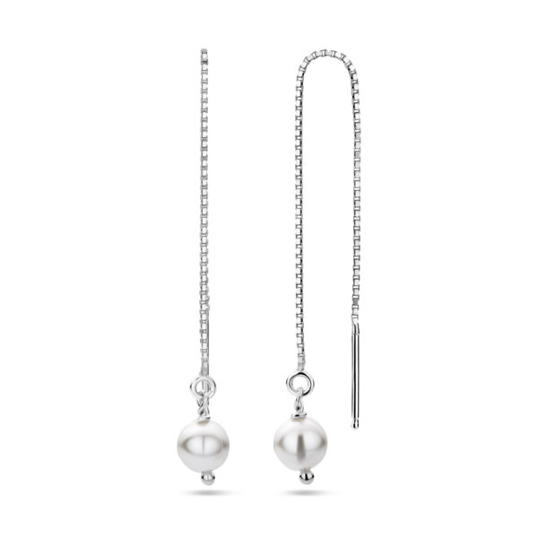 doortrekoorbellen swarovski parel zilver gerhodineerd - Afbeelding 3