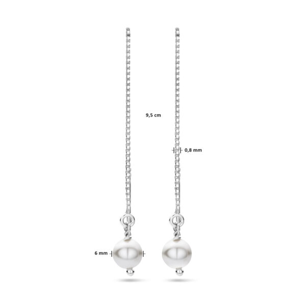 doortrekoorbellen swarovski parel zilver gerhodineerd - Afbeelding 4