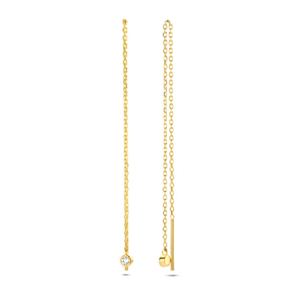 doortrekoorbellen zirkonia 14K geelgoud - Afbeelding 3