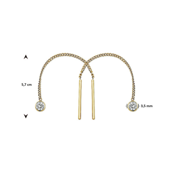 doortrekoorbellen zirkonia 14K geelgoud - Afbeelding 3