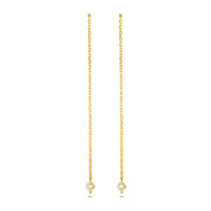 doortrekoorbellen zirkonia 14K geelgoud