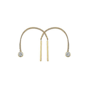 doortrekoorbellen zirkonia 14K geelgoud