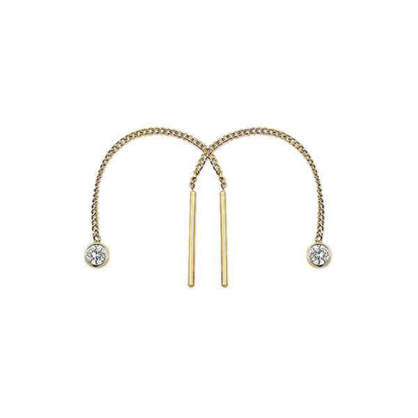doortrekoorbellen zirkonia 14K geelgoud