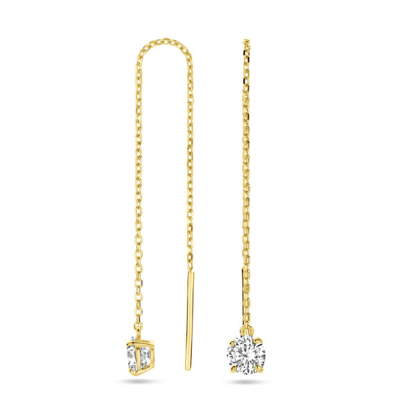 doortrekoorbellen zirkonia 70 mm 14K geelgoud - Afbeelding 3