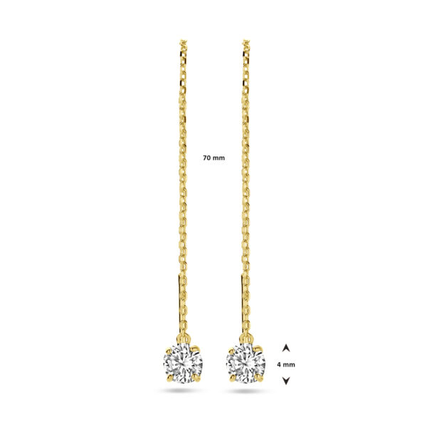 doortrekoorbellen zirkonia 70 mm 14K geelgoud - Afbeelding 4